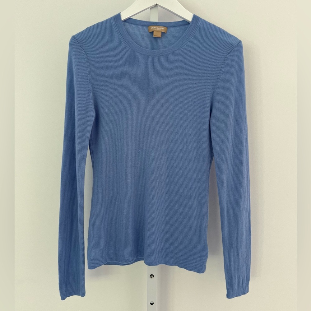 MICHAEL KORS COLLECTION BLUE CASHMERE SWEATER SIZE L